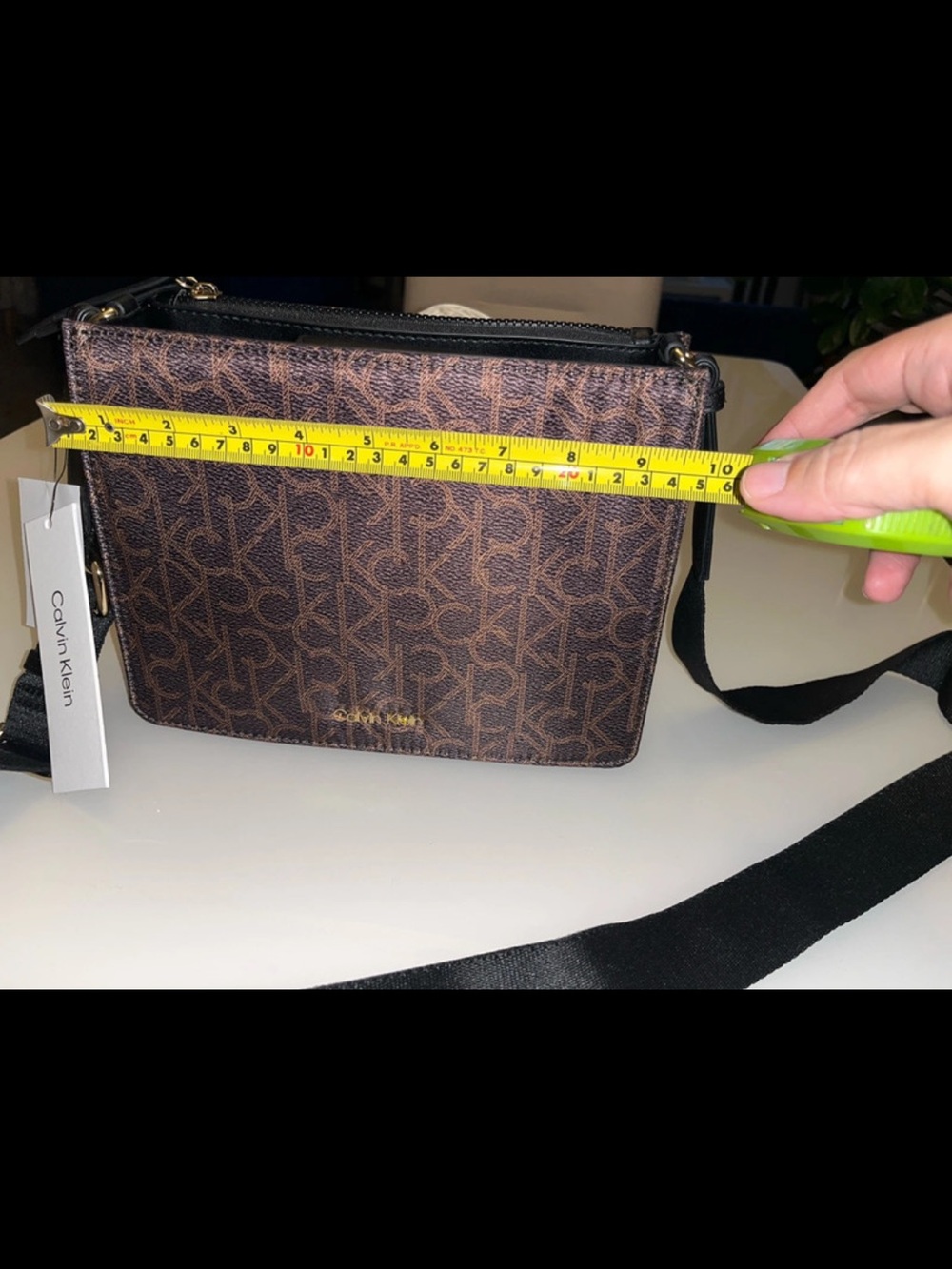 Calvin Klein Monogram Brown Crossbody with Adjustable Black Strap - Picture 5 of 6